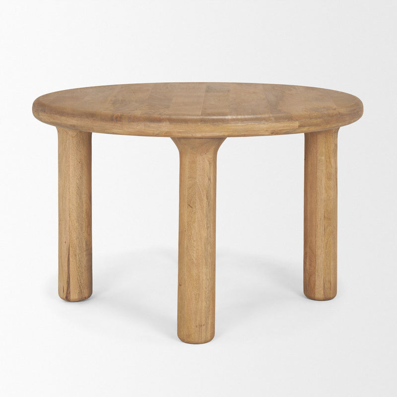 Solid Wood Round Top Dining Table - Brown