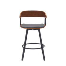 Load image into Gallery viewer, 27" Faux Leather With Metal Swivel Counter Height Bar Chair - Gray And Black
