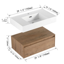 Load image into Gallery viewer, Wall Mounted Bathroom Vanity With Resin Sink And Soft Close Drawer In Imitative - Imitative Oak
