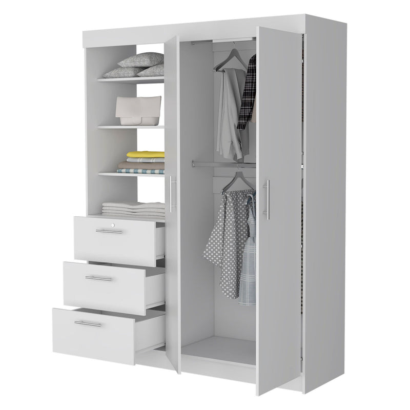 Accent Cabinet Soft Close With Three Shelves And Three Drawers - White