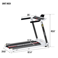 Load image into Gallery viewer, Portable Compact Treadmill, Electric Motorized 3.5Hp, 14Km / H, Medium Running Machine Motorised Gym 330Lbs, Foldable For Home Gym Fitness Workout Jogging Walking, Bluetooth Speaker App Fitime - White
