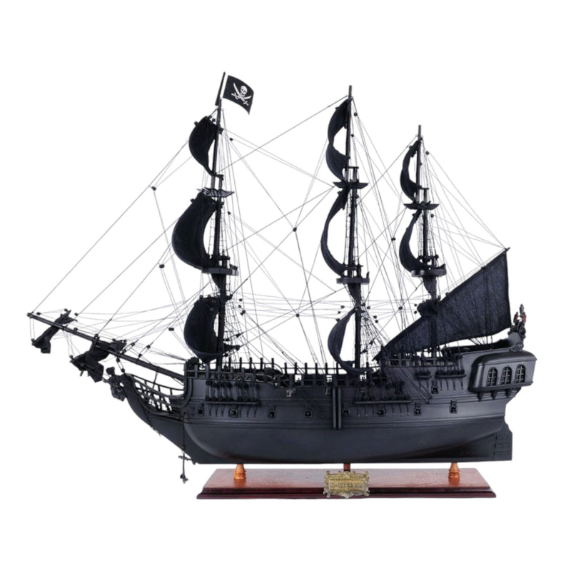 Pirate Boat Hand Painted Decorative Boat - Black / Pearl