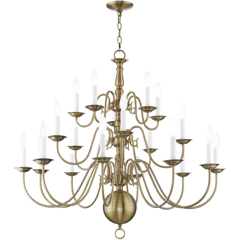 33" Multi Light Dimmable Chandelier With Shades - Antiqued Brass