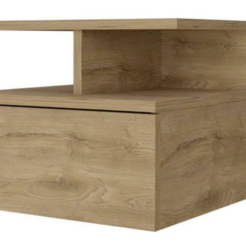 Wood One Drawer Floating Nightstand - Beige