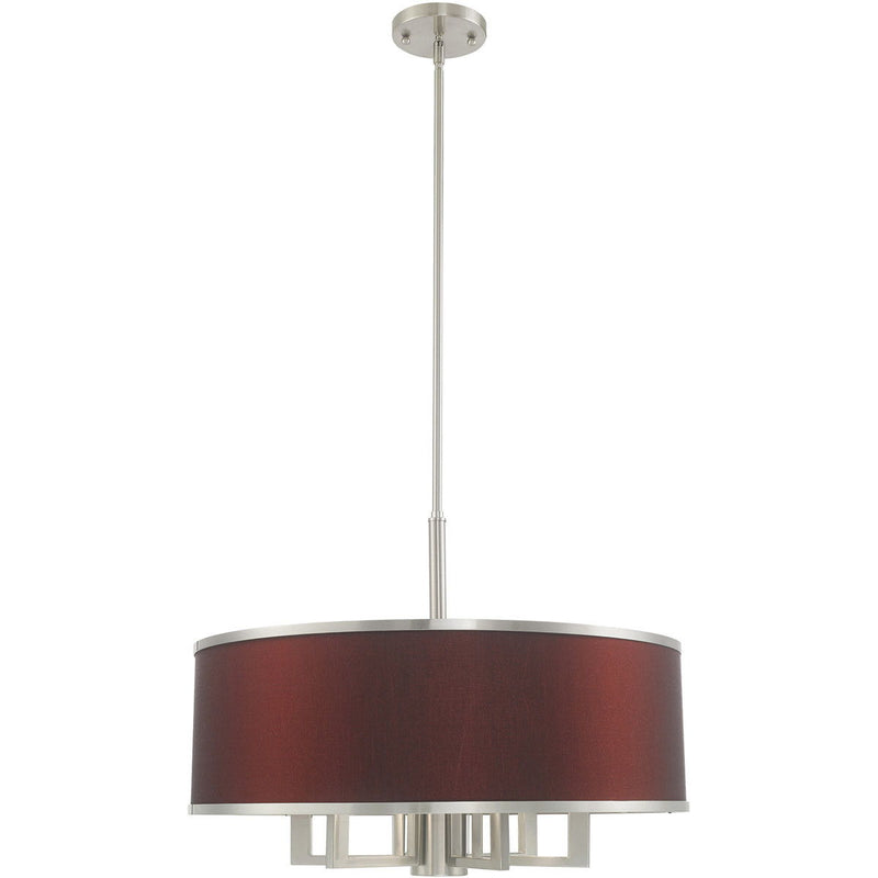20" Seven-Light Dimmable Chandelier With Shades - Nickel