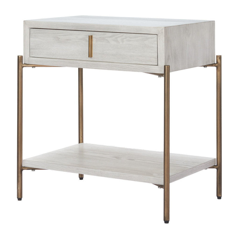 26" Pedestal End Table With Drawer - White