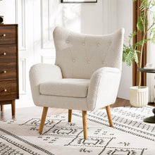 Load image into Gallery viewer, Mid - Century Modern Arm Chair With Wingback Design Wood Legs
