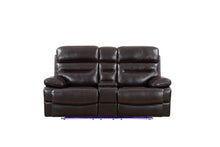 Load image into Gallery viewer, Faux Leather Power Reclining Love Seat With Storage - Brown
