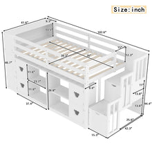 Load image into Gallery viewer, Loft Bed With Storage Cabinets, Staircase Drawers &amp; LED Lights
