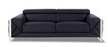 Load image into Gallery viewer, Italian Leather Sofa &amp; Silver Legs - Black
