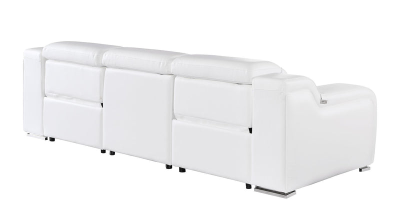 USB Reclining Sofa With Silver Legs - White
