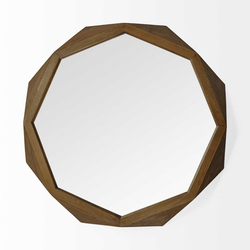 41" Octagon Frame Wall Mirror - Brown