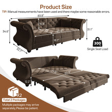 Load image into Gallery viewer, Oversized Chesterfield Pull Out Sofa Bed, Roll Arm Couch With Flower Tufting For Living Room
