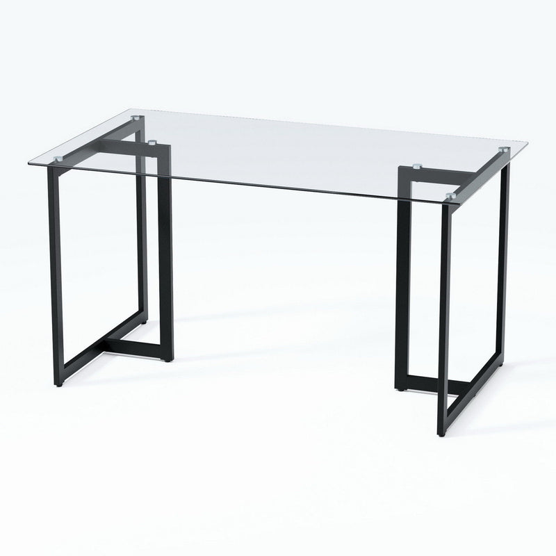 55" Glass And Metal Dining Table - Clear
