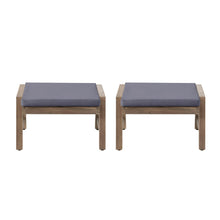 Load image into Gallery viewer, Acacia Wood Outdoor Ottomans With Cushion, (Set of 2)
