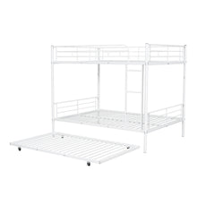 Load image into Gallery viewer, Full Over Full Metal Bunk Bed with Trundle, White
