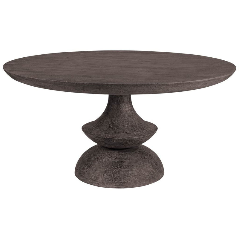 60" Rounded Solid Wood Pedestal Base Dining Room Table - Gray