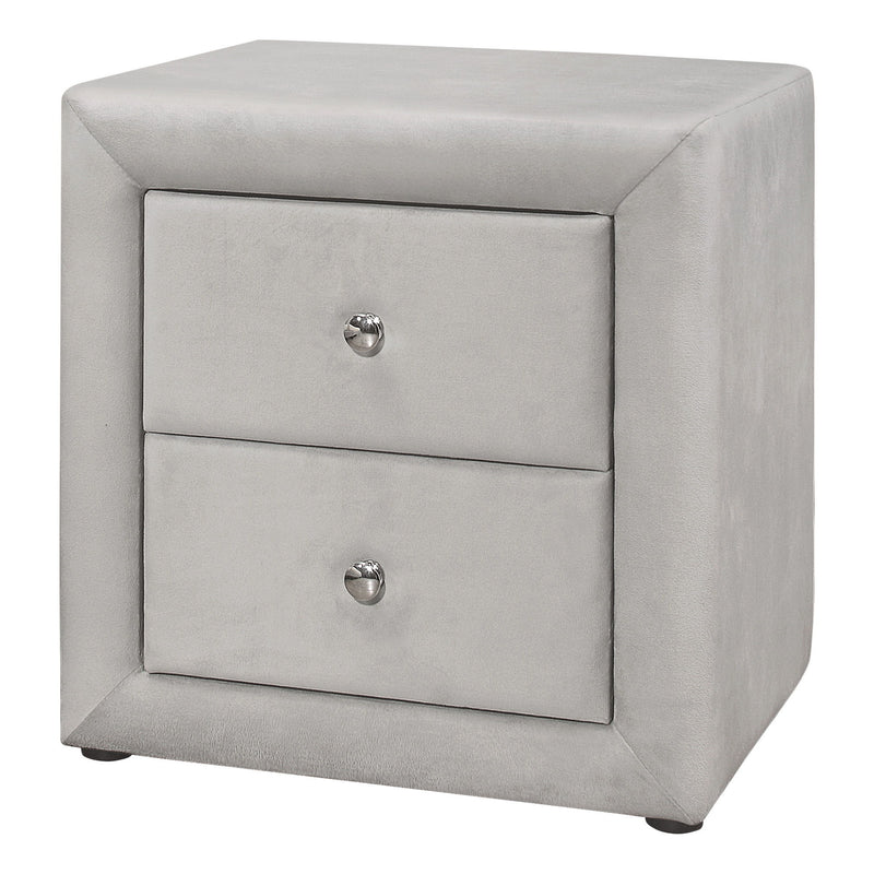 Velvet Two Drawer Nightstand - Light Gray