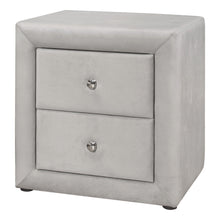 Load image into Gallery viewer, Velvet Two Drawer Nightstand - Light Gray
