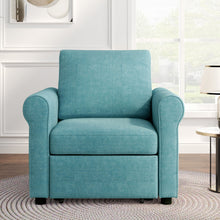 Load image into Gallery viewer, Modern 3 In 1 Convertible Sleeper Chair Bed, Linen Upholstery, Adjustable Backrest
