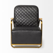 Load image into Gallery viewer, Leather Lounge Chair - Black / Gold

