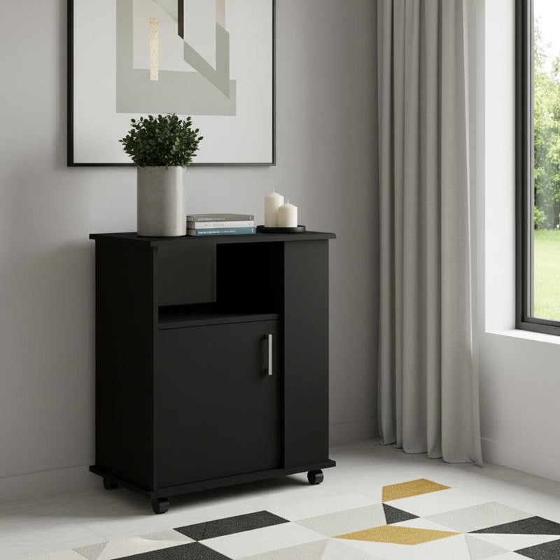 Wood Accent Cabinet With Single Door - Black
