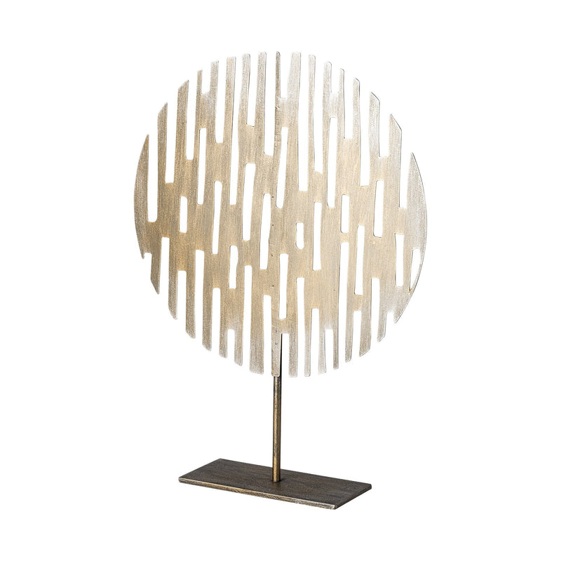 Round Disc Tabletop Sculpture - Antiqued Gold