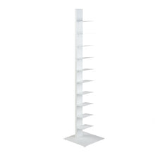 Load image into Gallery viewer, Ten Shelf Modern Tower Bookcase - White
