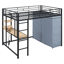 Load image into Gallery viewer, Loft Bed With Desk, Shelves, Power Outlet, LED Light And Wardrobe
