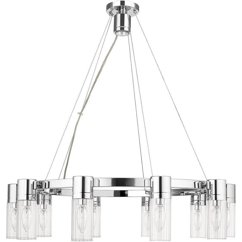 Ten Light Dimmable Chandelier With Shades - Silver