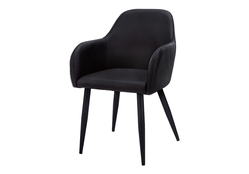 Faux Leather Dining Arm Chairs (Set of 2) - Black