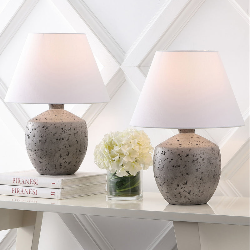 Novelty Bedside Lamps With Empire Shades (Set of 2) - Gray / White