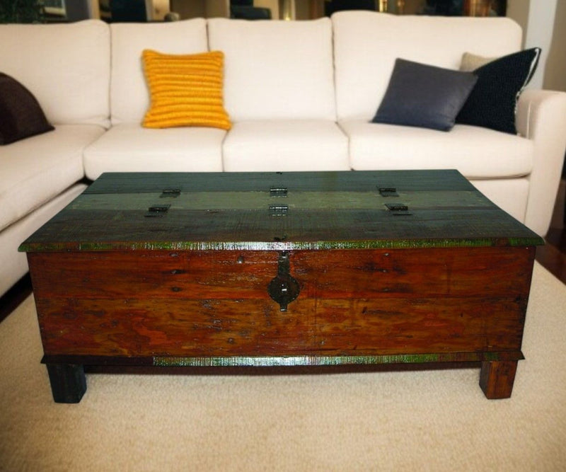 50" Solid Wood Distressed Lift Top Coffee Table - Natural