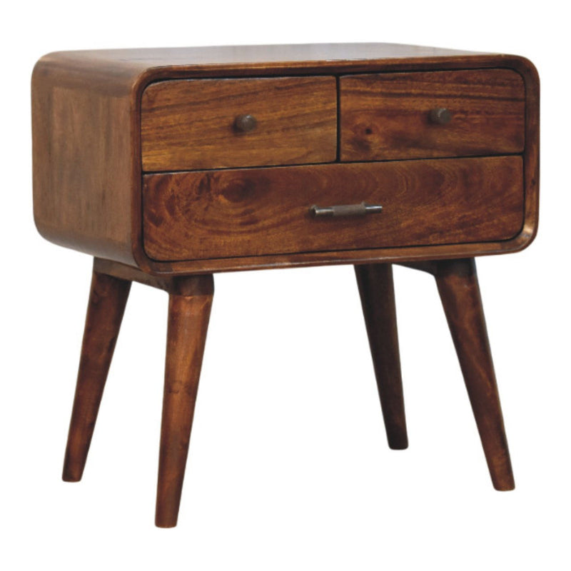 Solid Wood Two Drawer Nightstand - Dark Brown