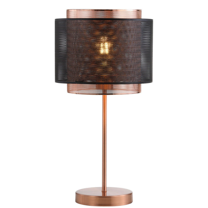 Table Lamp With Cylinder Shade - Copper