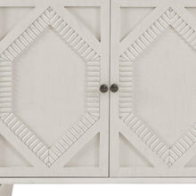 Load image into Gallery viewer, Wood Carved Geometric Accent Cabinet With Four Doors - White
