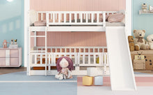 Load image into Gallery viewer, Low Bunk Bed With Slide, Fence And Ladder

