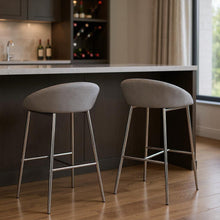 Load image into Gallery viewer, 30" Metal Low Back Bar Chairs (Set of 2) - Gray And Silver
