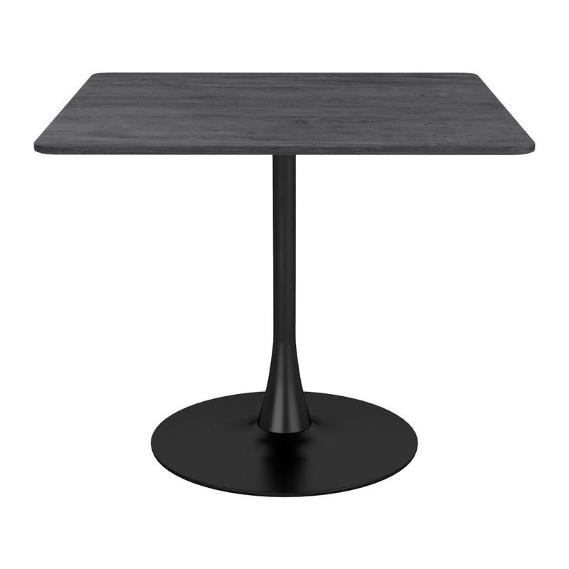 35" Square Steel Pedestal Base Dining Table - Black