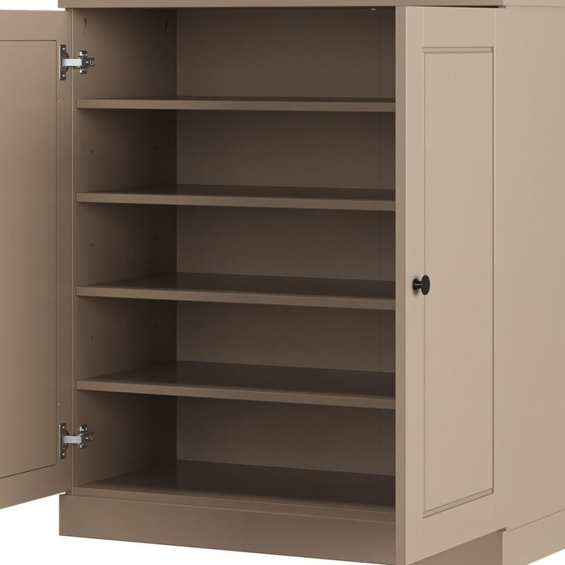 Twenty Pair Solid Woodshoe Storage Cabinet (752367) - Beige
