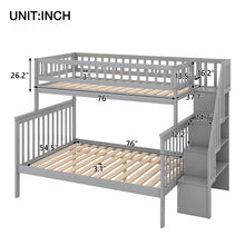 Load image into Gallery viewer, Twin over Full Stairway Bunk Bed with Storage, Gray
