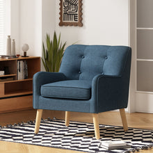 Load image into Gallery viewer, Modern Arm Chair With Tufted Back And Wooden Legs
