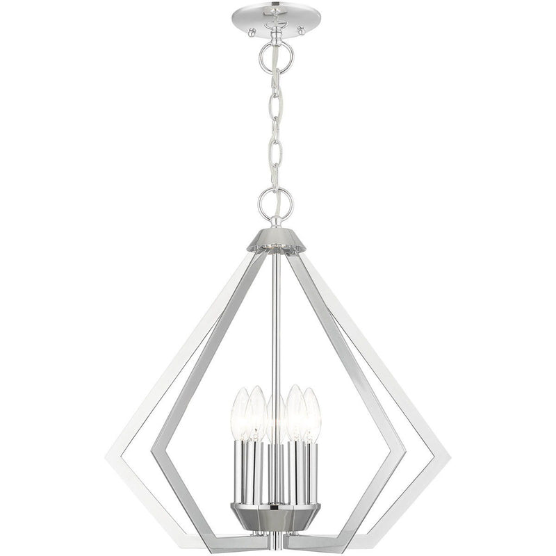 20" Five Light Dimmable Chandelier With Shades - Silver