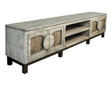 Load image into Gallery viewer, Solid Wood Cabinet Enclosed Storage Distressed TV Stand - White
