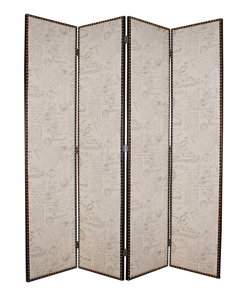 Wood & Fabric Screen - Beige