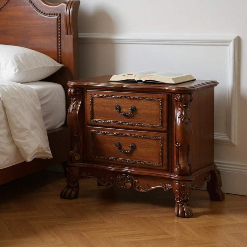 31" Wood Two Drawer Nightstand - Oak