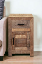 Load image into Gallery viewer, 26" Solid Wood Square End Table With Drawer - Brown
