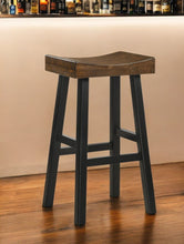 Load image into Gallery viewer, Solid Wood Backless Bar Height Bar Chair - Brown And Black
