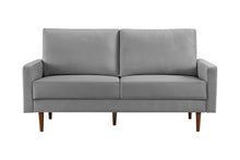 Load image into Gallery viewer, Velvet Sofa With Dark Brown Legs - Gray
