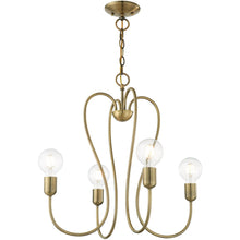 Load image into Gallery viewer, 22" Four Light Dimmable Chandelier With Shades - Antiqued Brass
